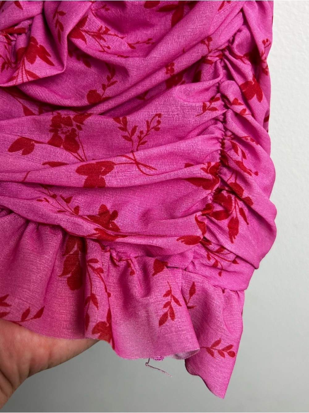 NWT Wild Fable sleeveless tube ruched ruffle mini bodycon floral dress size: M - Picture 5 of 13